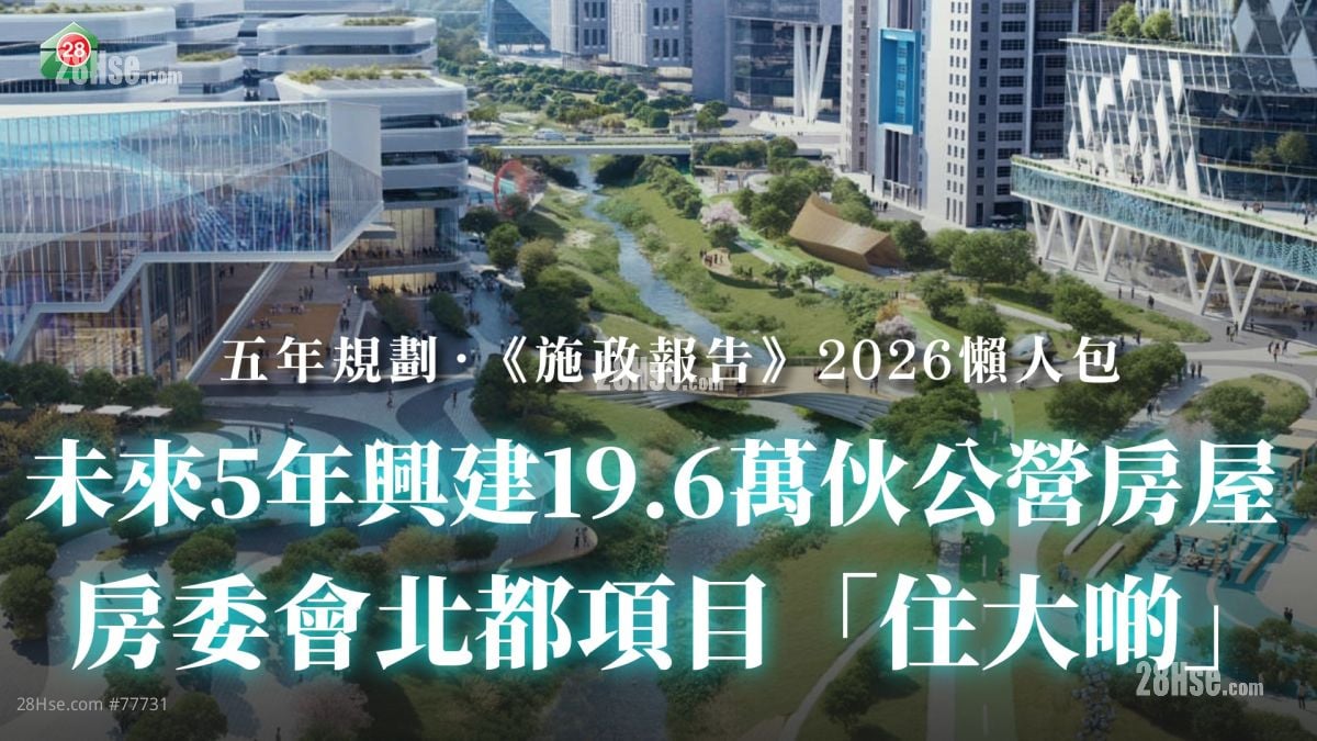 五年規劃 ·《施政報告》2026懶人包｜未來5年興建19.6萬伙公營房屋丨房委會北都項目「住大啲」丨減2萬印花稅谷生育