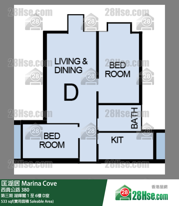 匡湖居 第三期湖暉閣4樓 D室 平面圖