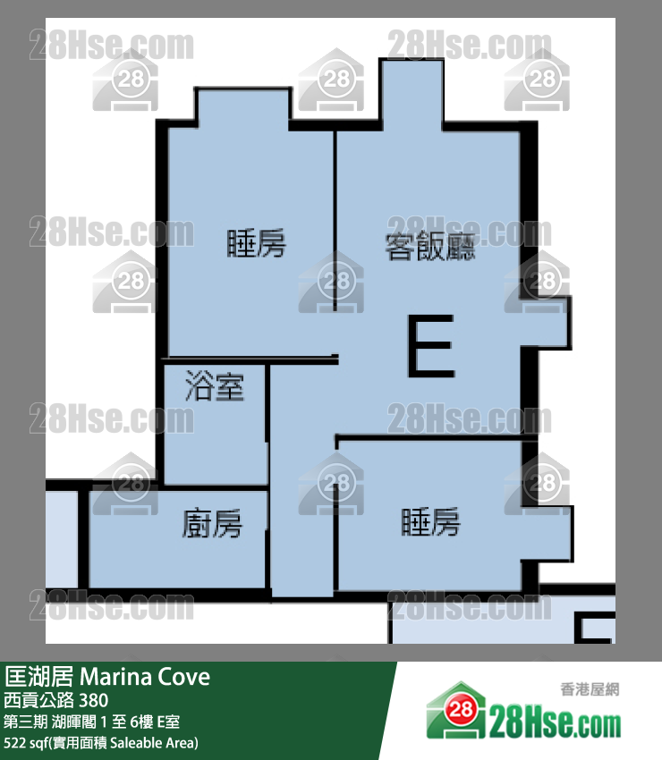 匡湖居 第三期 湖暉閣 6樓 E室 平面圖
