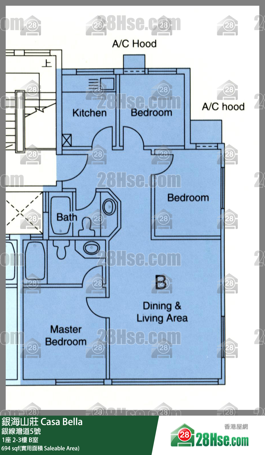 銀海山莊 1座3樓 B室 平面圖