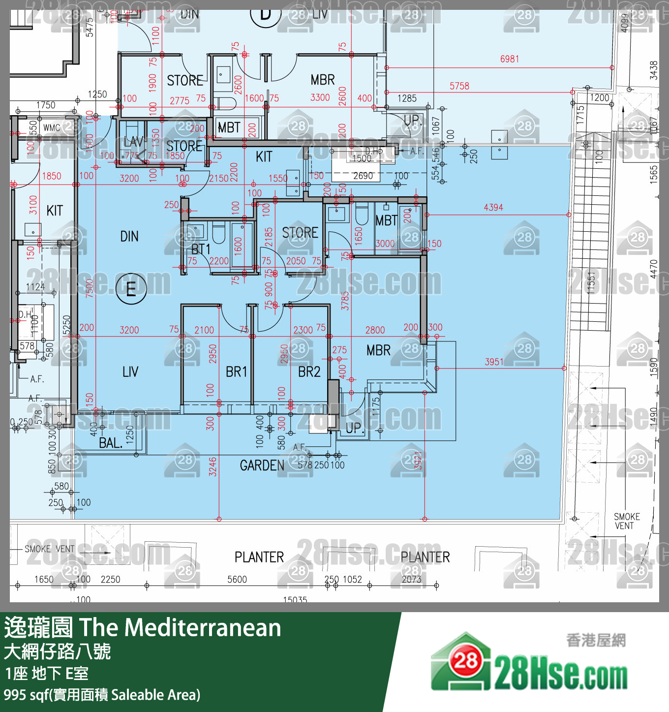 逸瓏園 1座 E室 平面圖