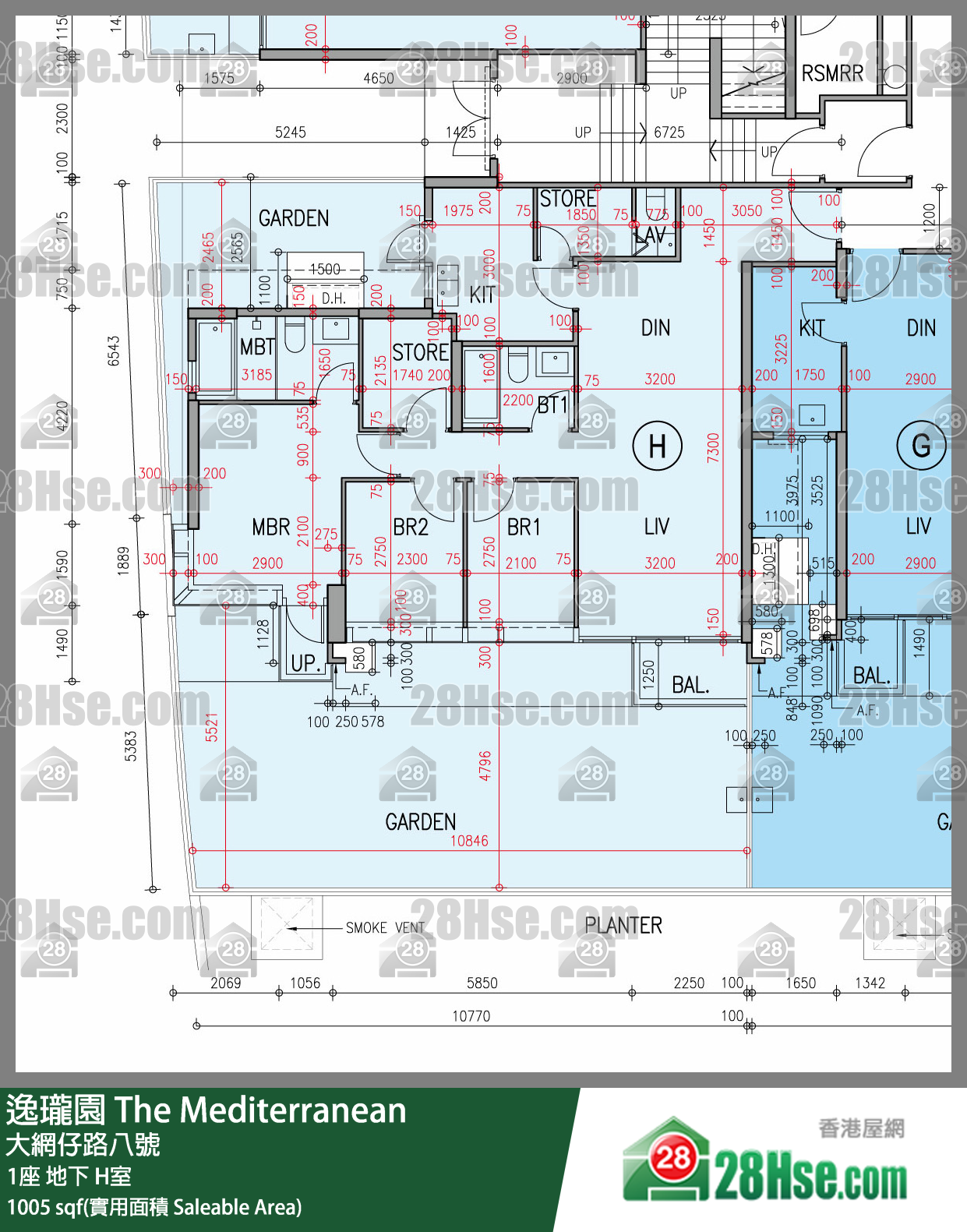 逸瓏園 1座地下 H室 平面圖