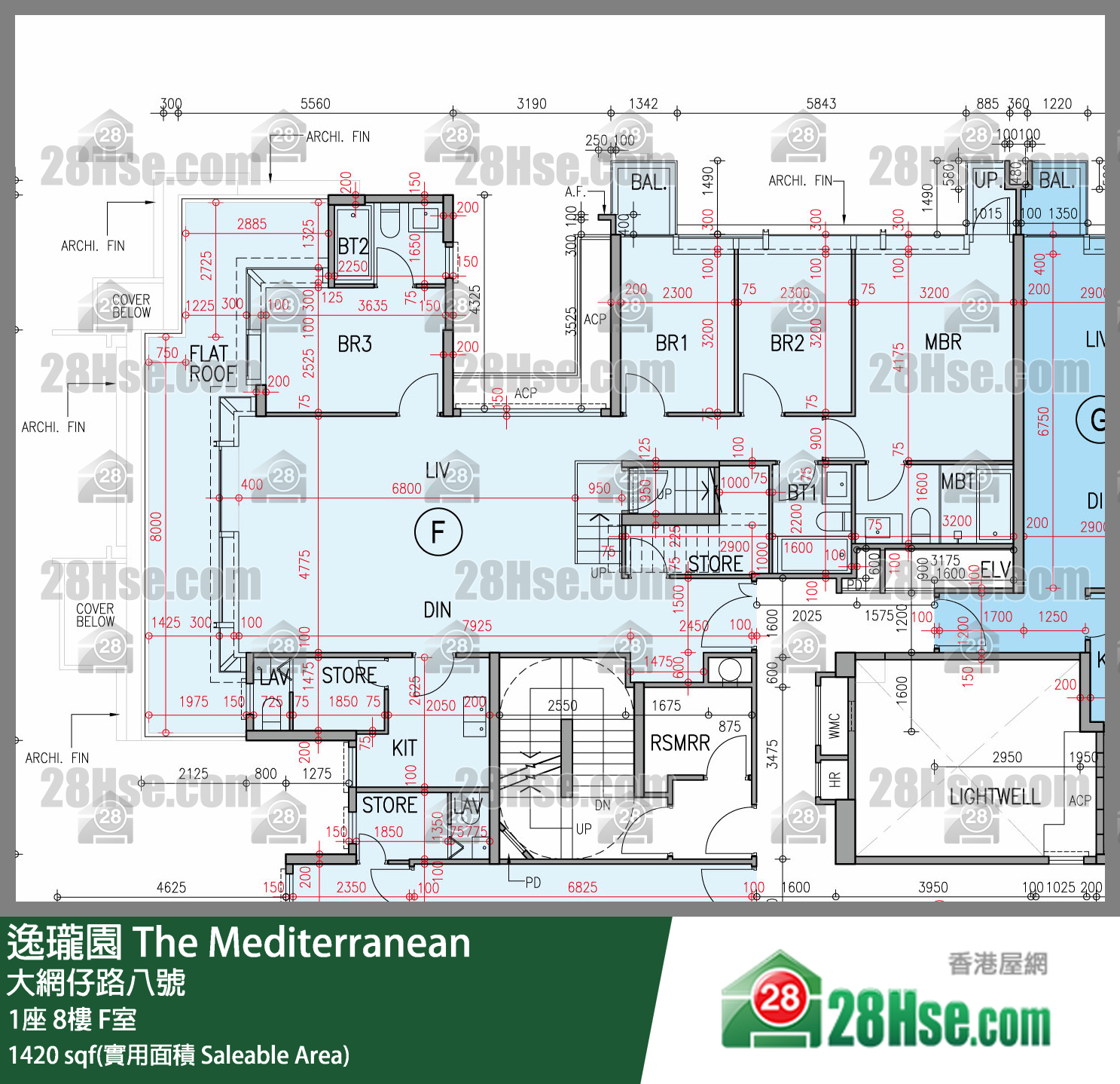 逸瓏園 1座 8樓 F室 平面圖