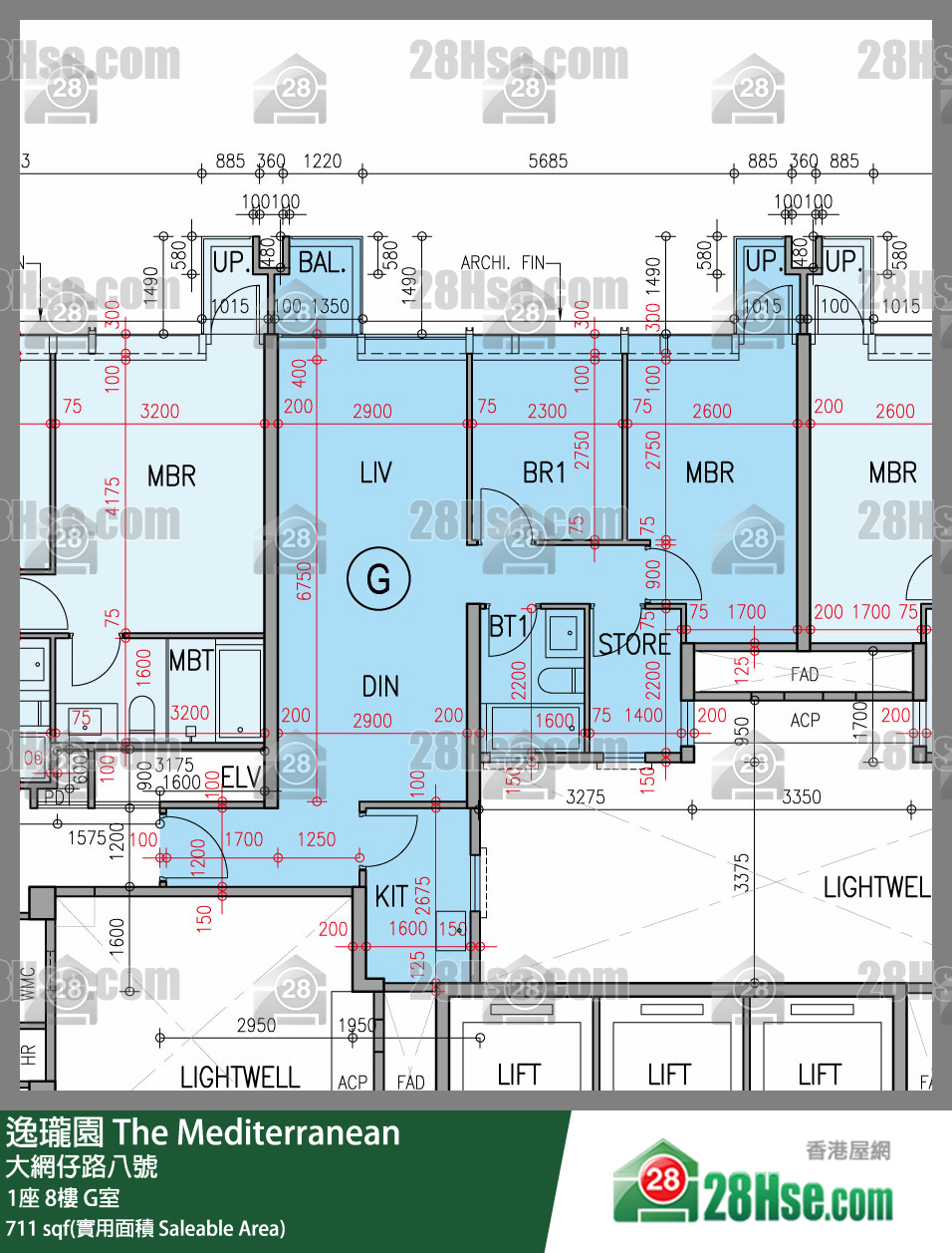 逸瓏園 1座 8樓 G室 平面圖