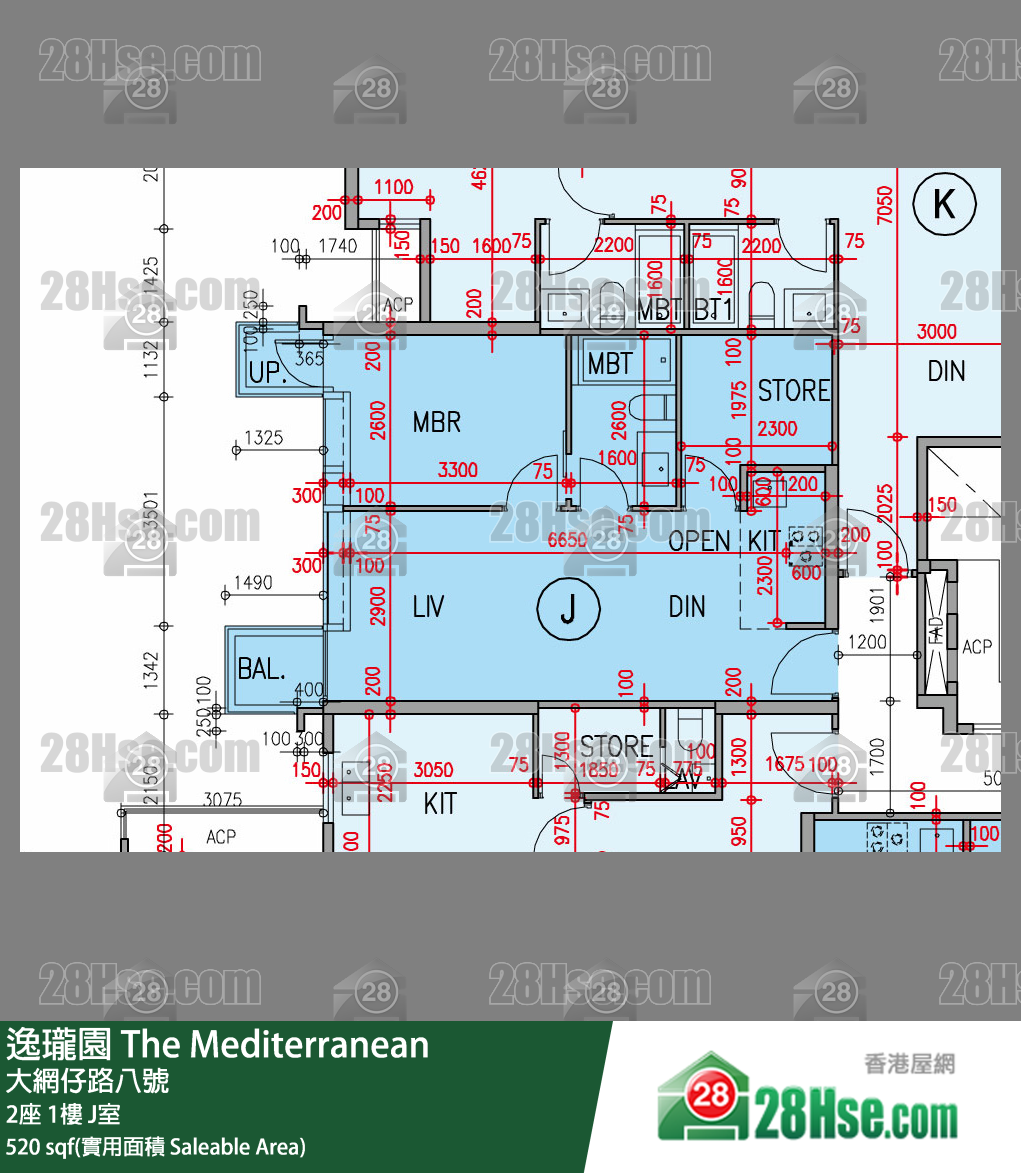 逸瓏園 2座 1樓 J室 平面圖
