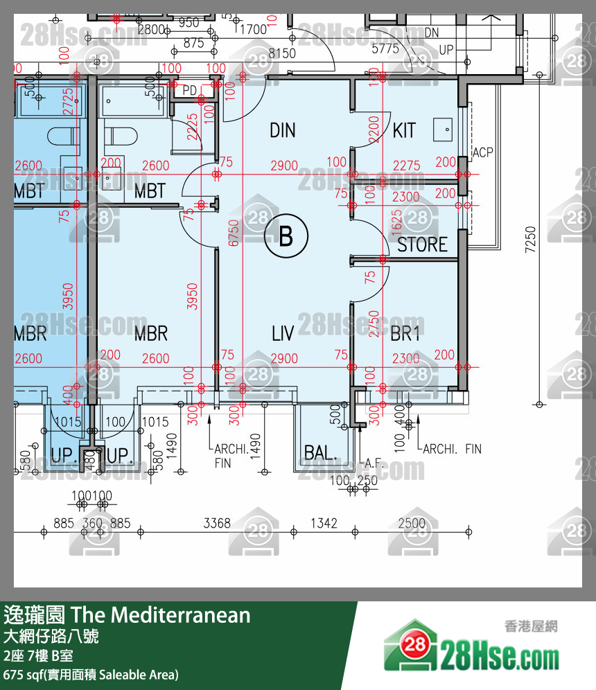 逸瓏園 2座7樓 B室 平面圖