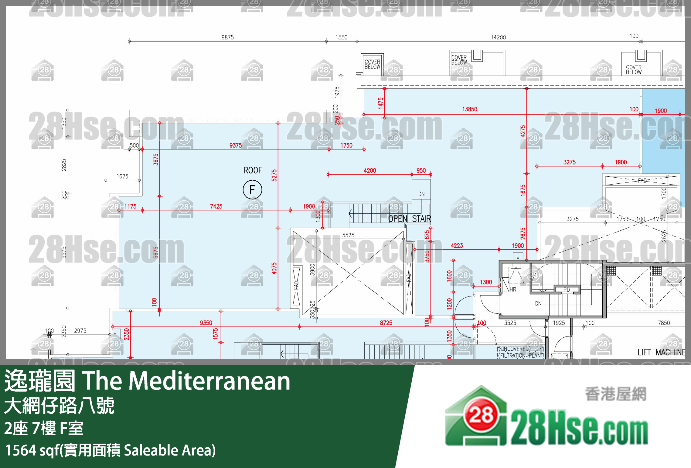 逸瓏園 2座 7樓 F室 平面圖