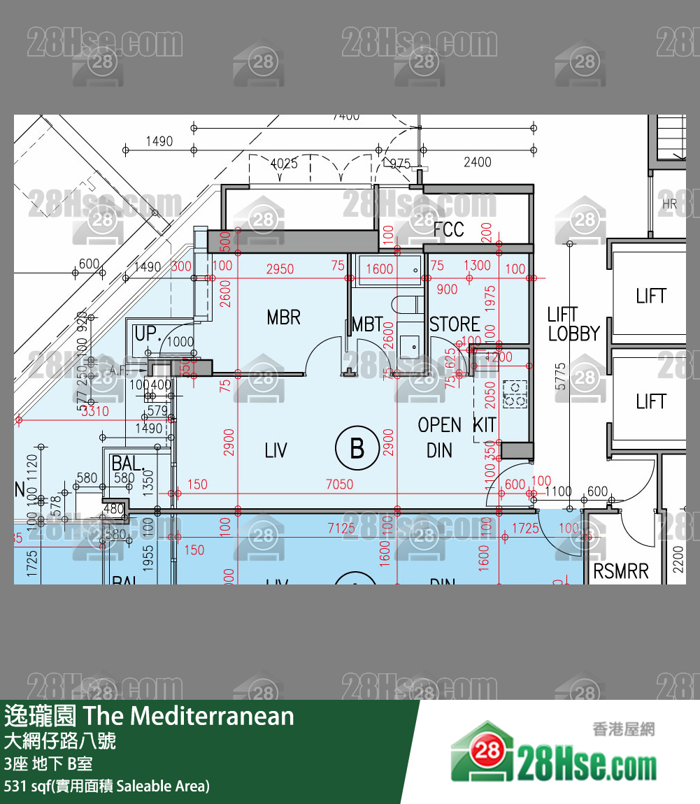 逸瓏園 3座 B室 平面圖