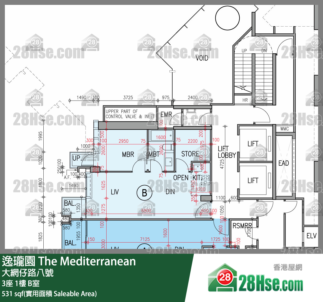 逸珑园 3座 1楼 B室 平面图
