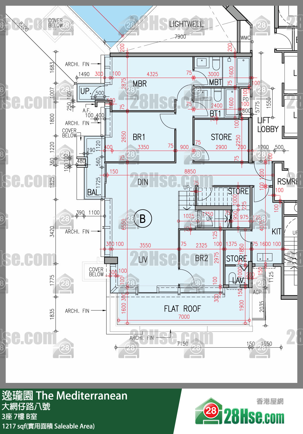 逸珑园 3座 7楼 B室 平面图