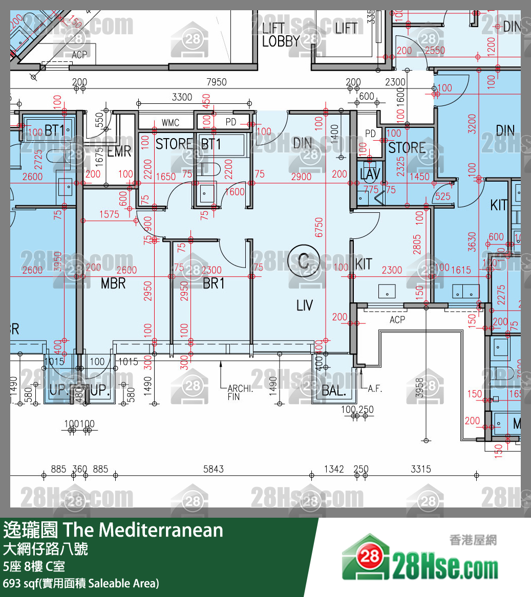 逸瓏園 5座8樓 C室 平面圖