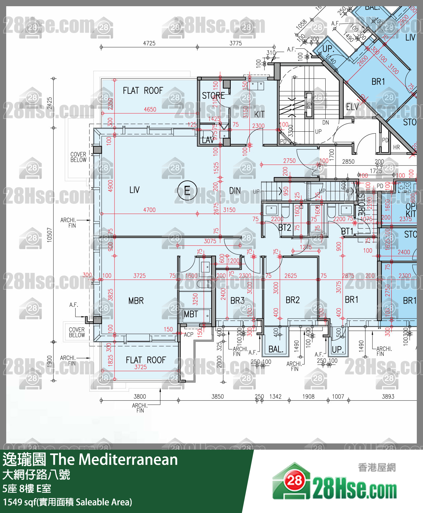 逸瓏園 5座8樓 E室 平面圖