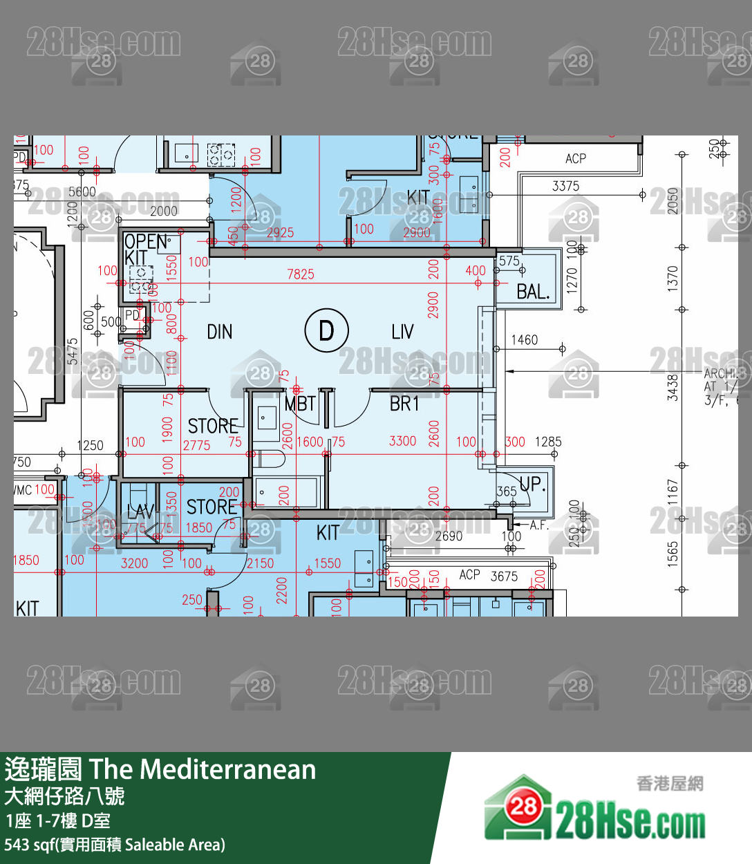 逸瓏園 1座3樓 D室 平面圖