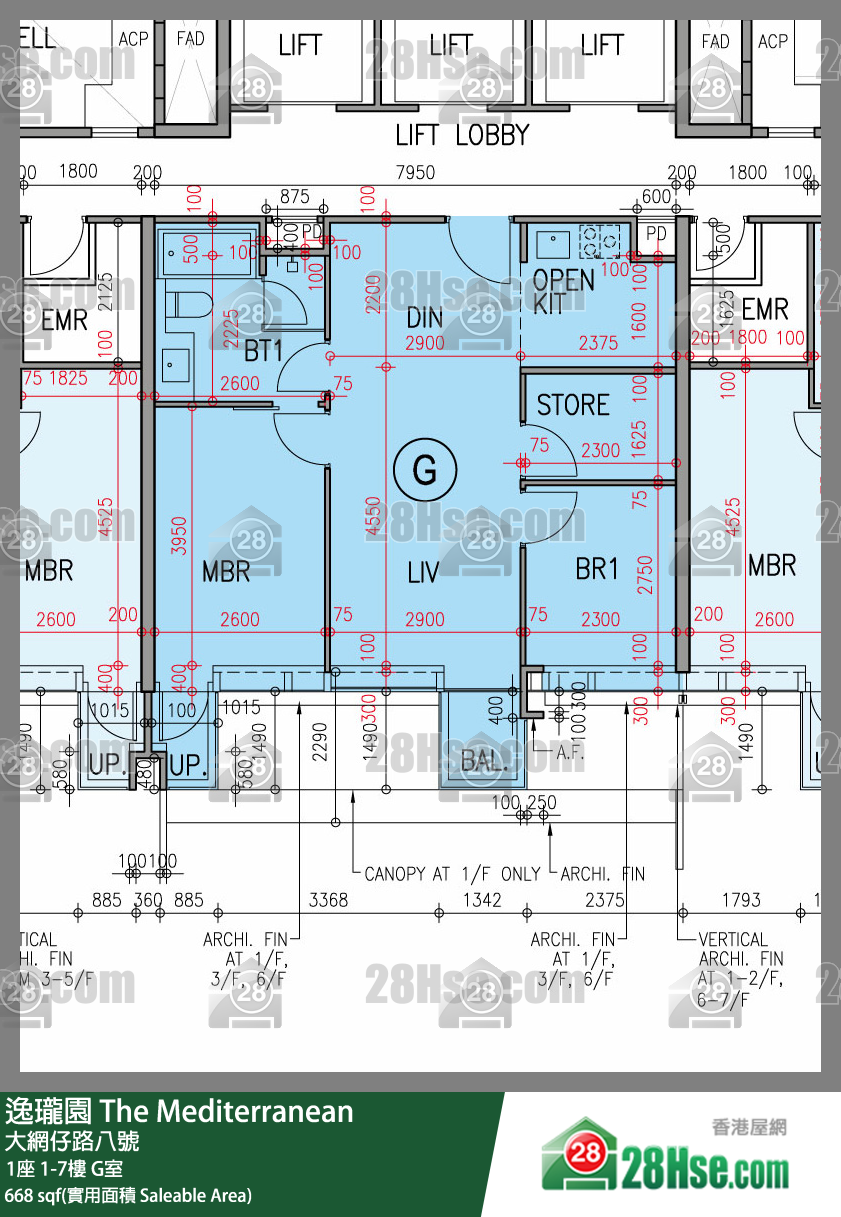 逸瓏園 1座3樓 G室 平面圖
