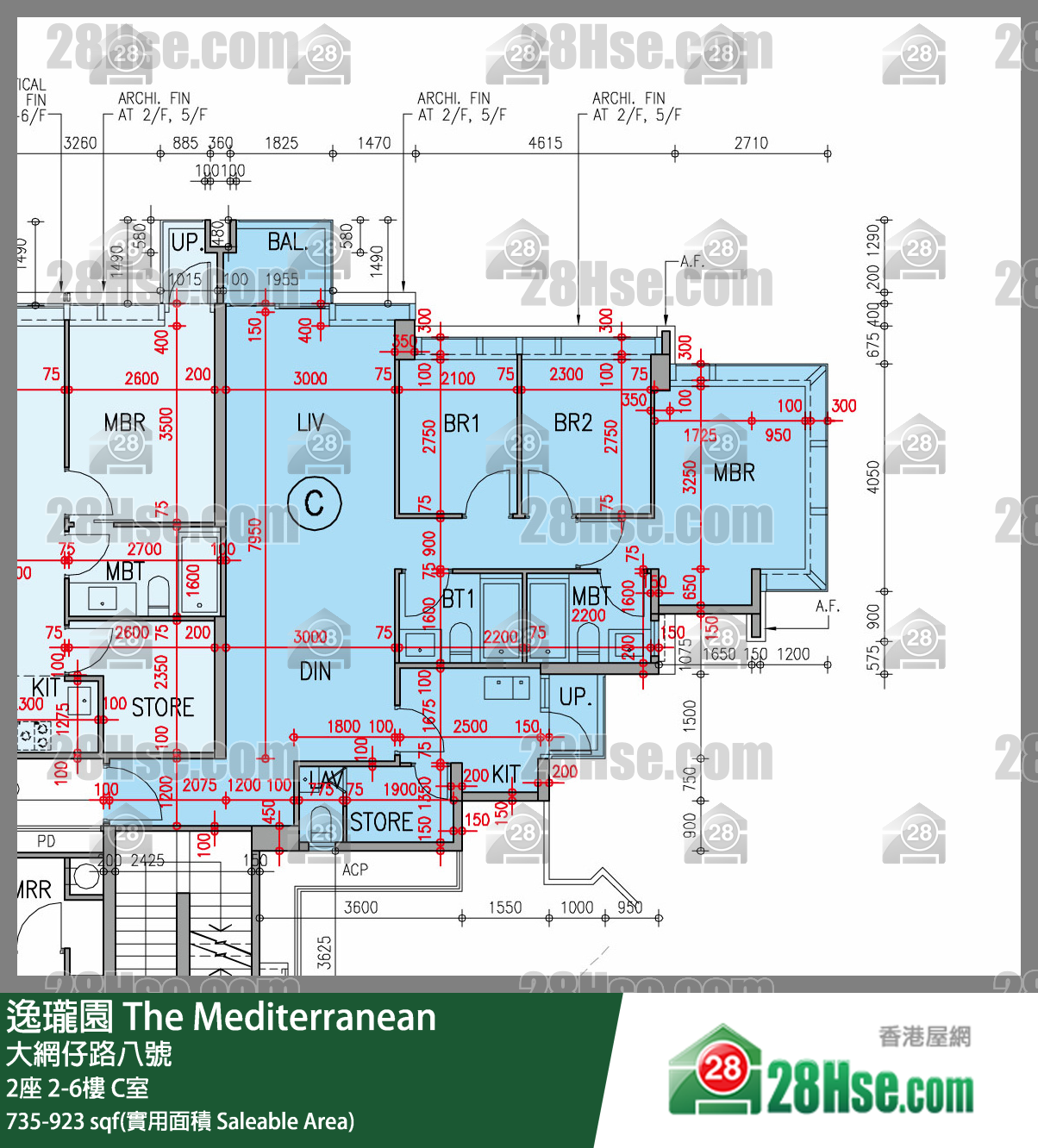 逸瓏園 2座2樓 C室 平面圖