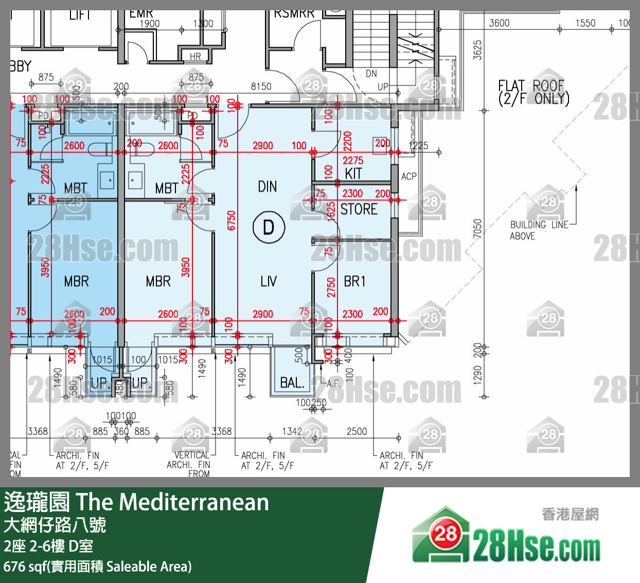 逸瓏園 2座2樓 D室 平面圖