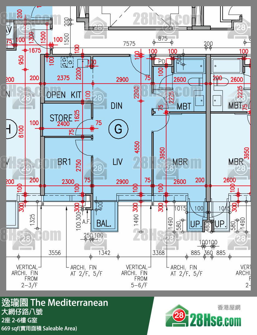 逸瓏園 2座3樓 G室 平面圖