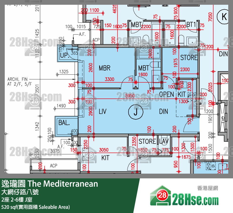 逸瓏園 2座3樓 J室 平面圖