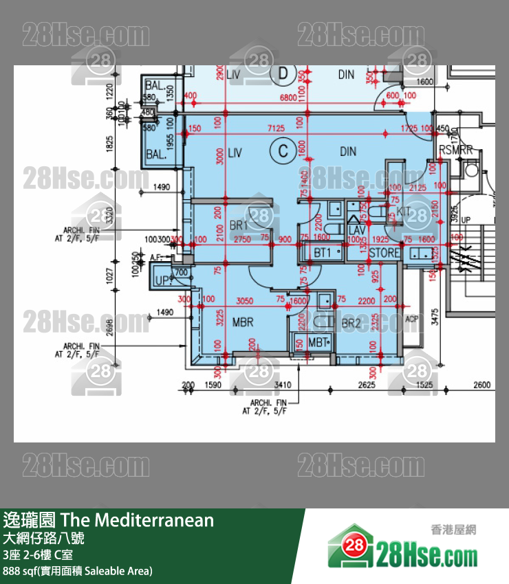 逸瓏園 3座6樓 C室 平面圖