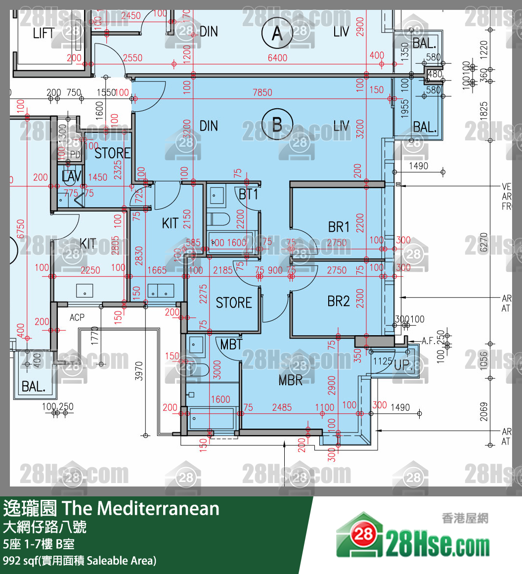 逸瓏園 5座 5樓 B室 平面圖