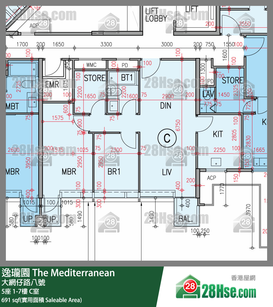 逸瓏園 5座3樓 C室 平面圖