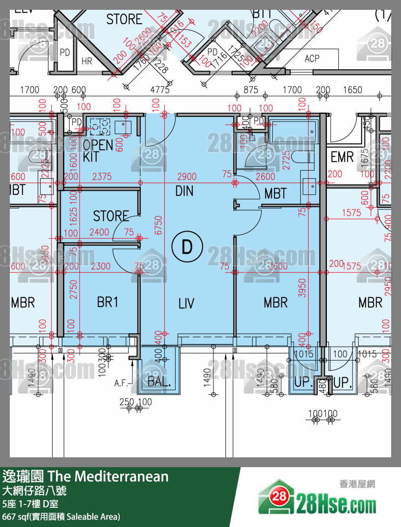逸瓏園 5座6樓 D室 平面圖