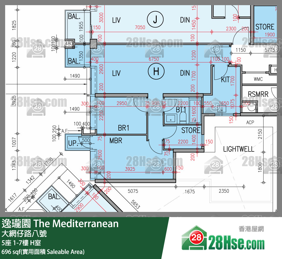 逸瓏園 5座7樓 H室 平面圖