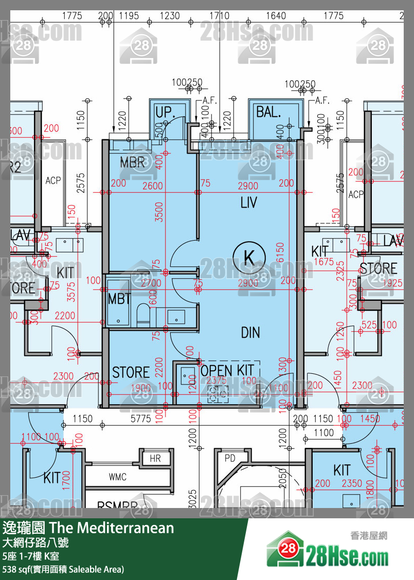 逸瓏園 5座2樓 K室 平面圖