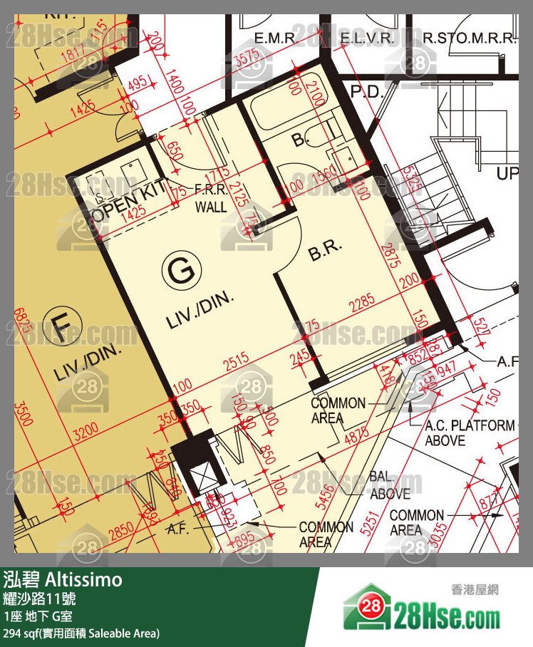 泓碧 大廈 1座 G室 平面圖