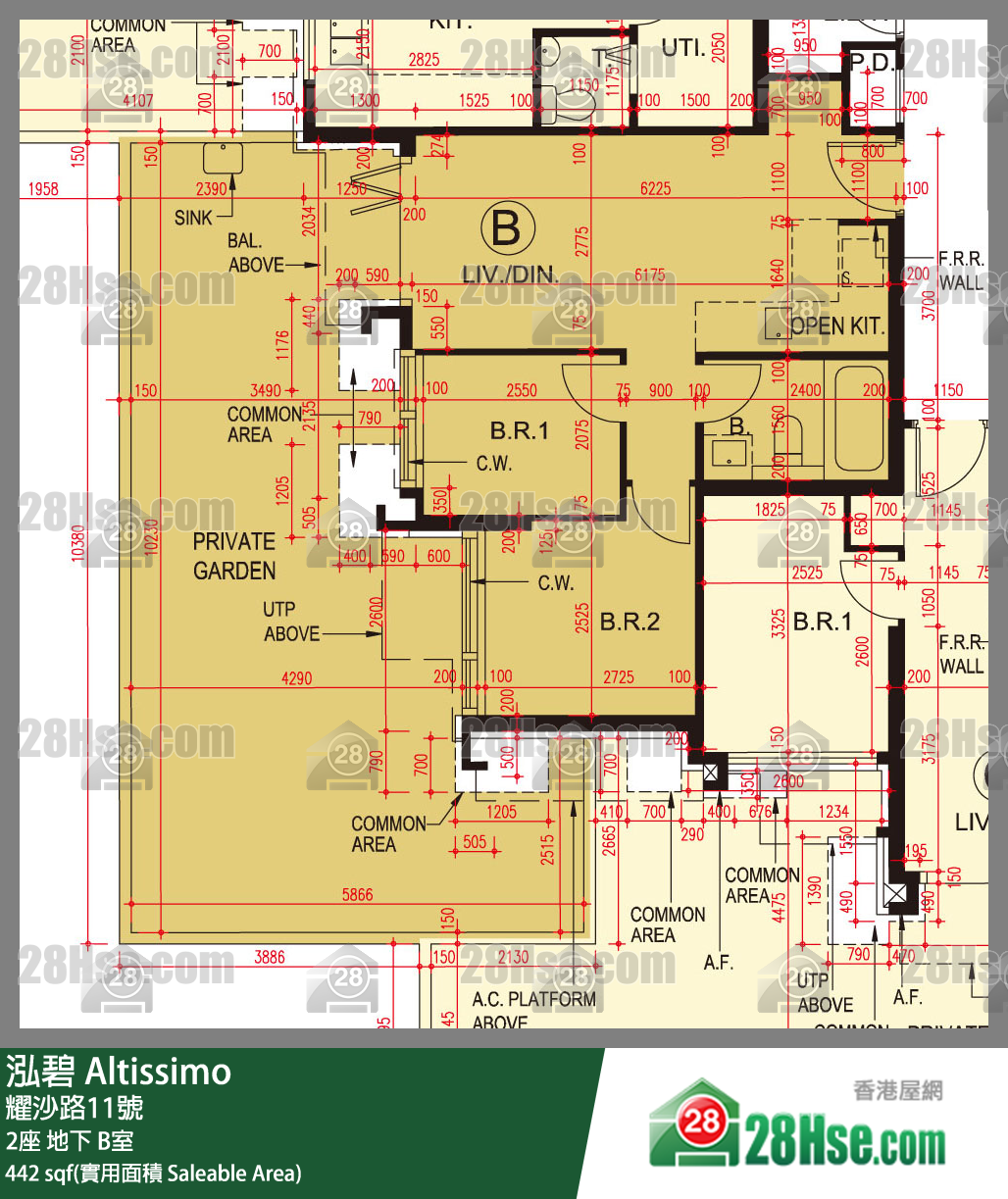 泓碧 大廈 2座 B室 平面圖