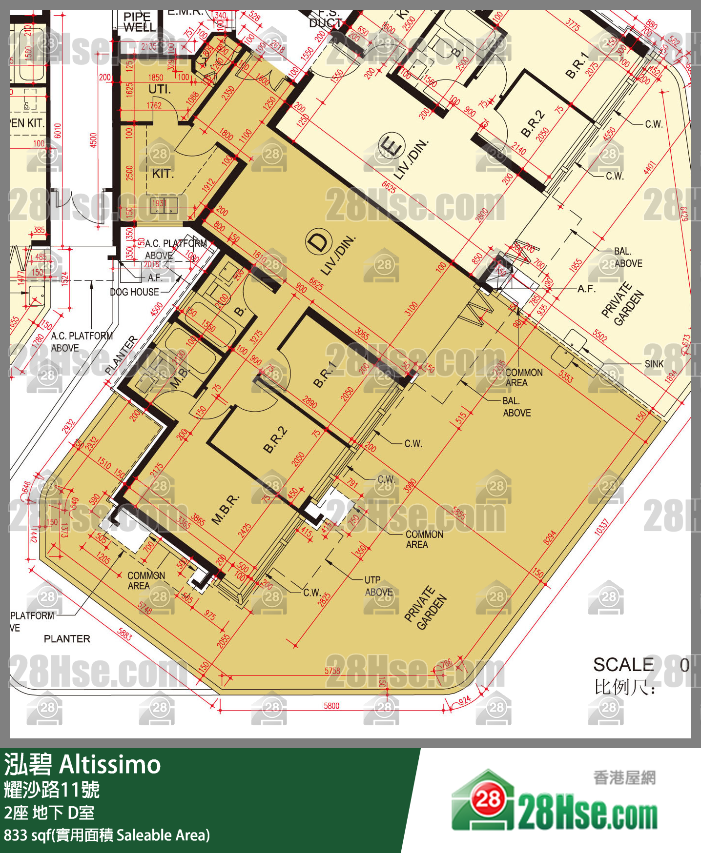 泓碧 大廈 2座 D室 平面圖