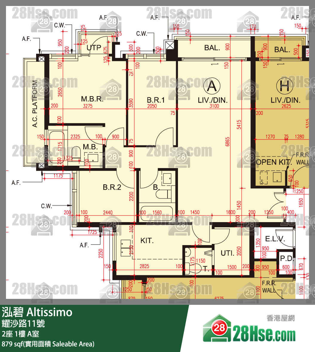泓碧 大廈 2座 1樓 A室 平面圖