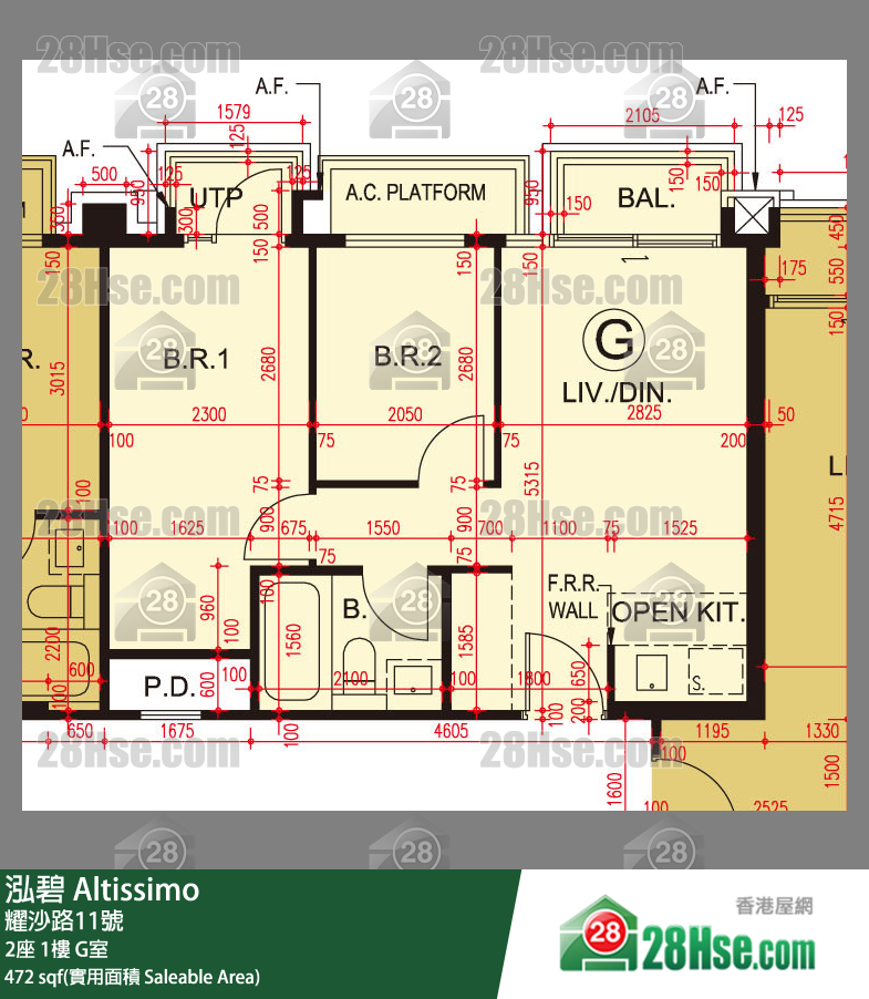泓碧 大厦 2座 1楼 G室 平面图
