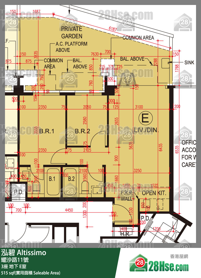 泓碧 大厦 3座 E室 平面图