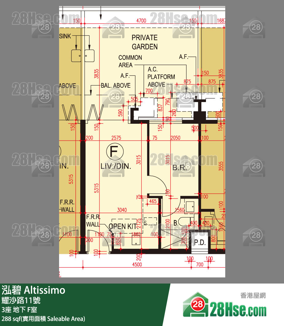 泓碧 大廈 3座 F室 平面圖