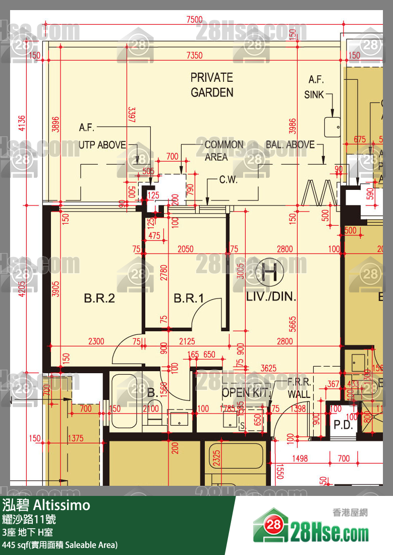 泓碧 单位平面图(由 28Hse 提供)