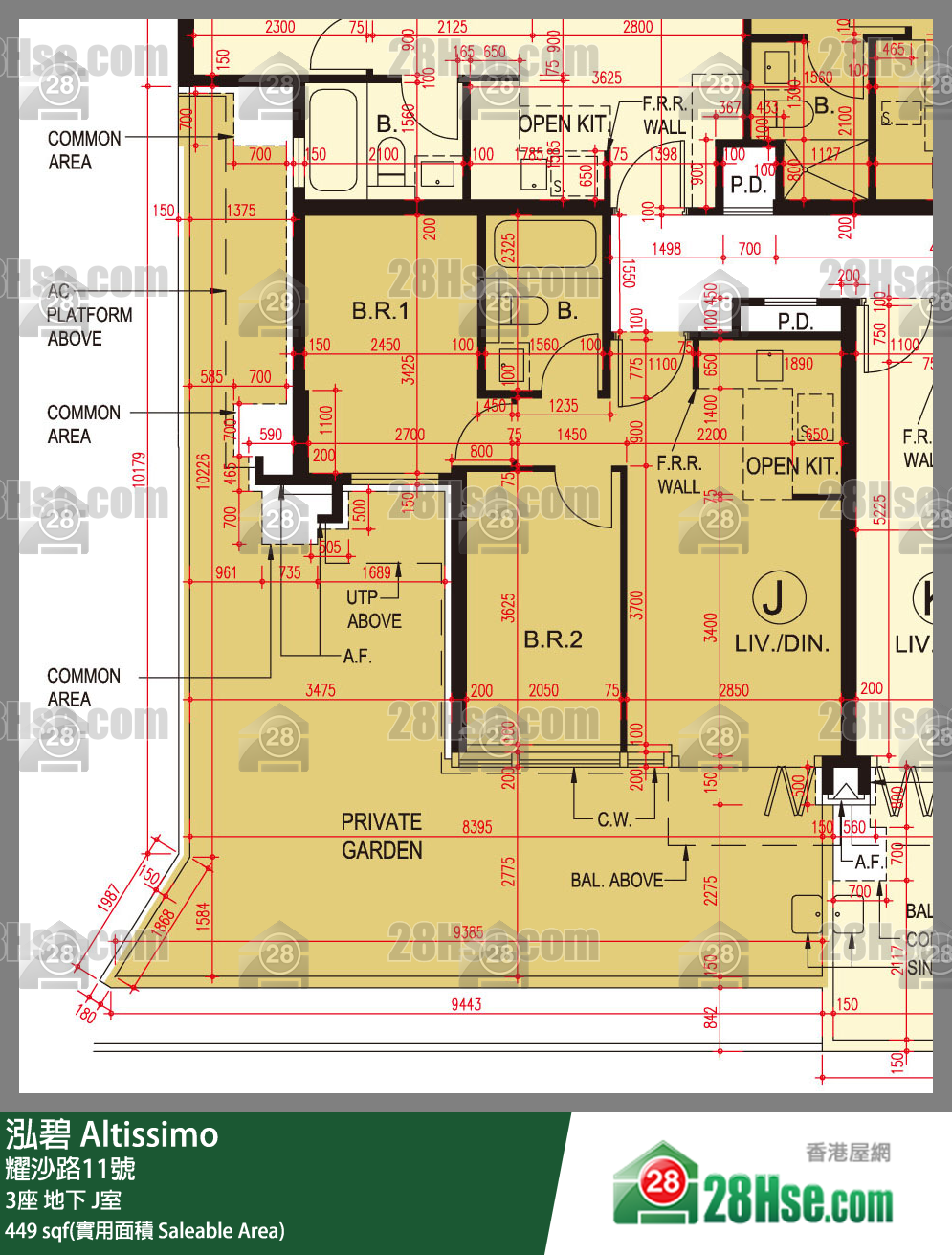 泓碧 大廈 3座 J室 平面圖