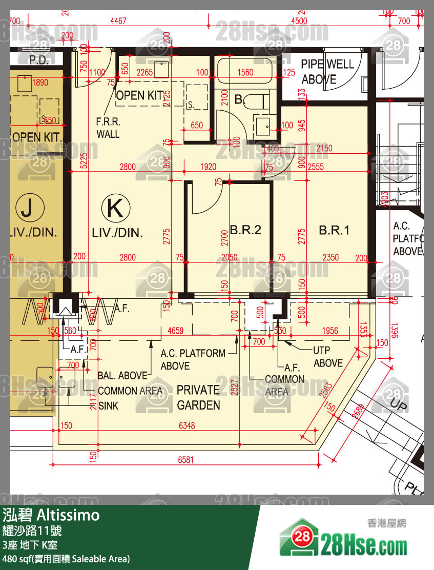 泓碧 大廈 3座 K室 平面圖