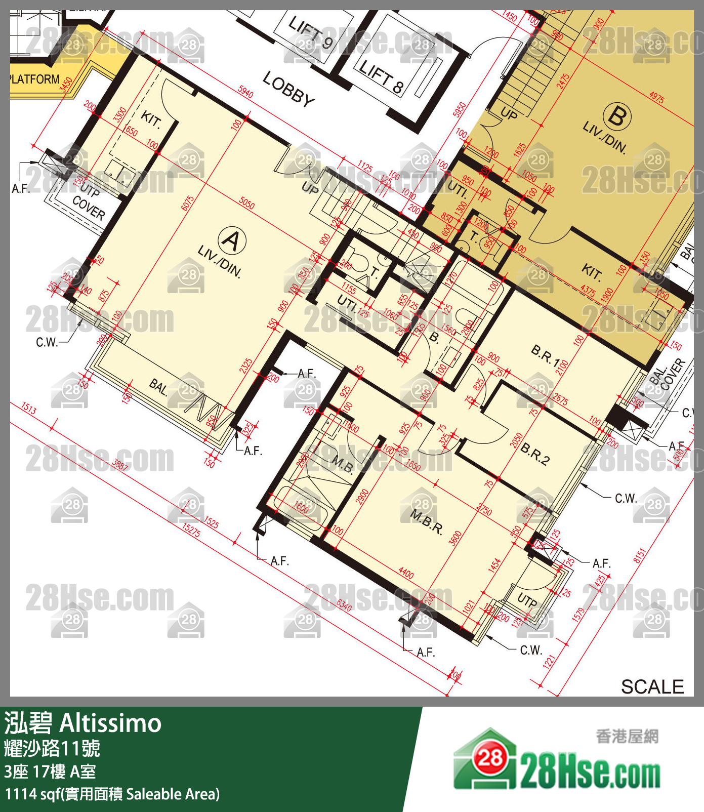泓碧 大厦 3座 17楼 A室 平面图