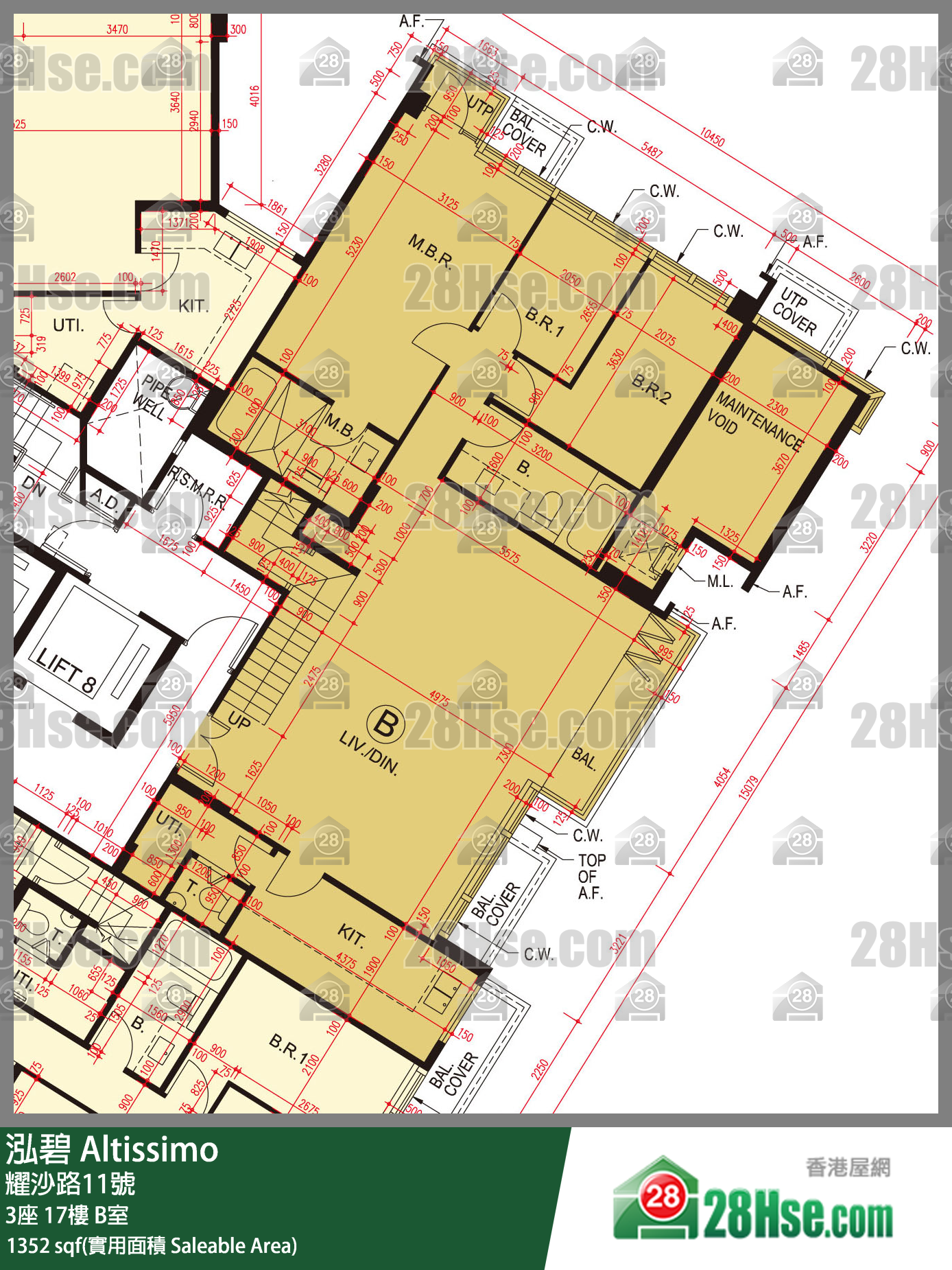 泓碧 大厦 3座 17楼 B室 平面图