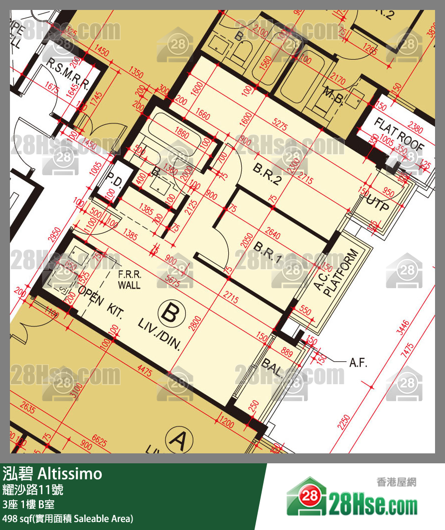 泓碧 大廈 3座 1樓 B室 平面圖