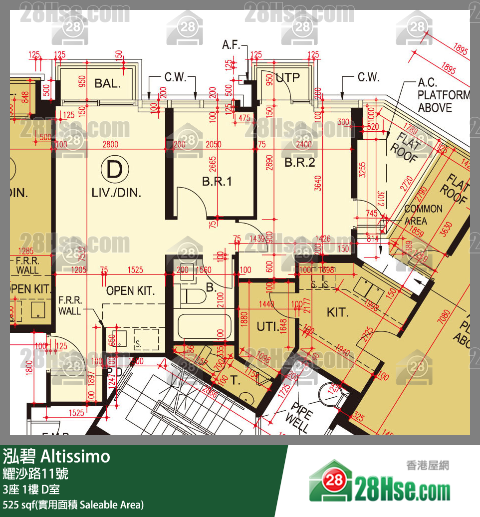 泓碧 大廈 3座 1樓 D室 平面圖