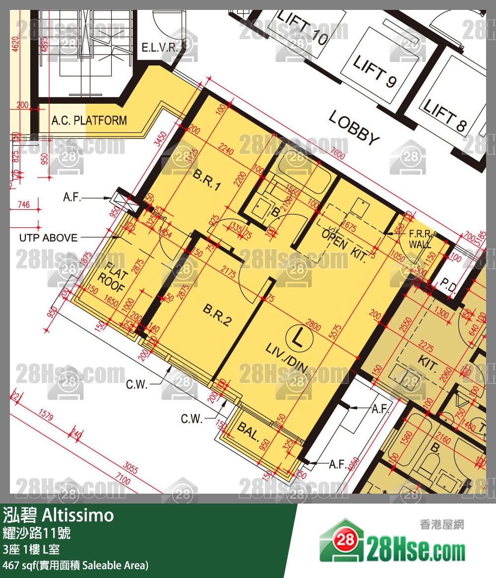 泓碧 大厦 3座 1楼 L室 平面图