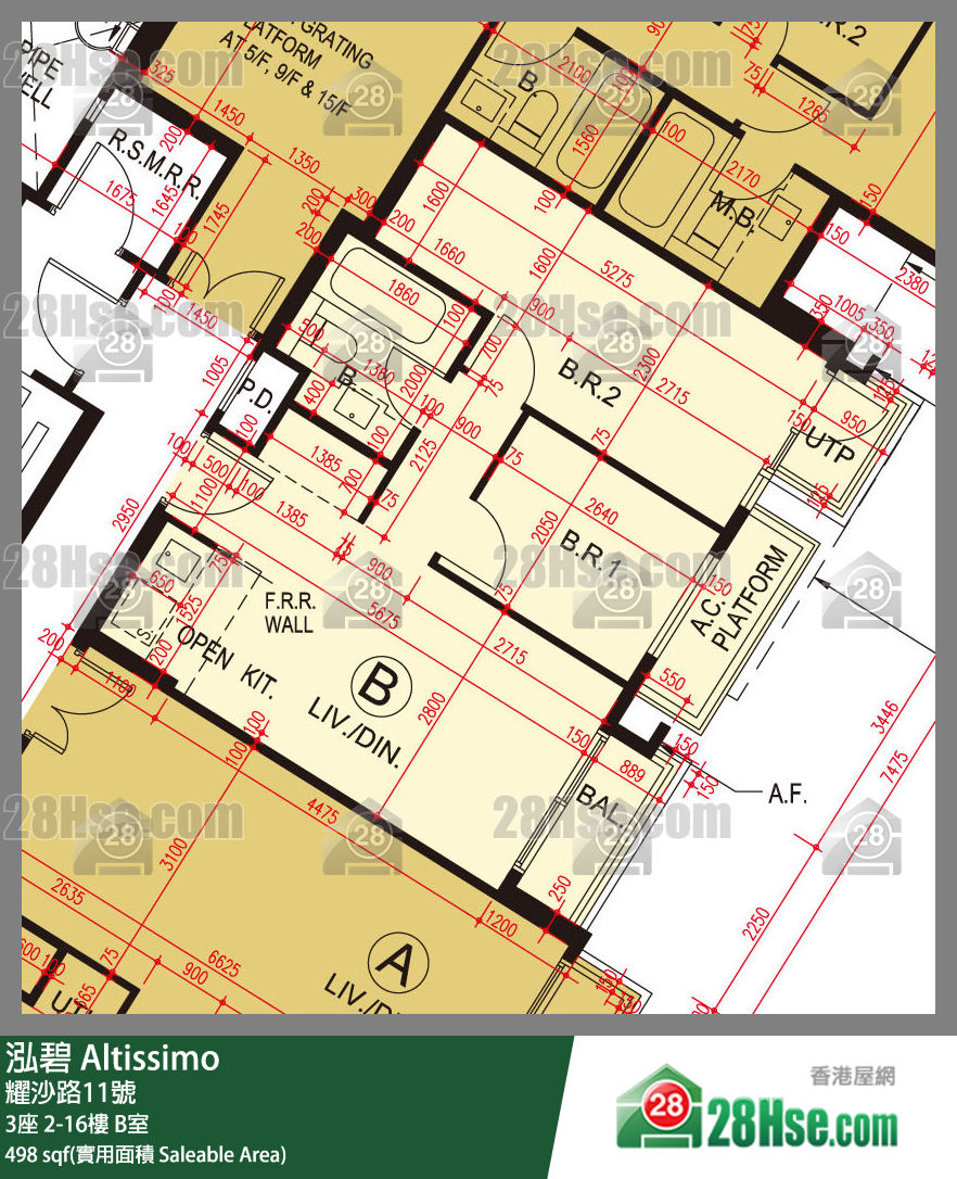 泓碧 大廈 3座 10樓 B室 平面圖