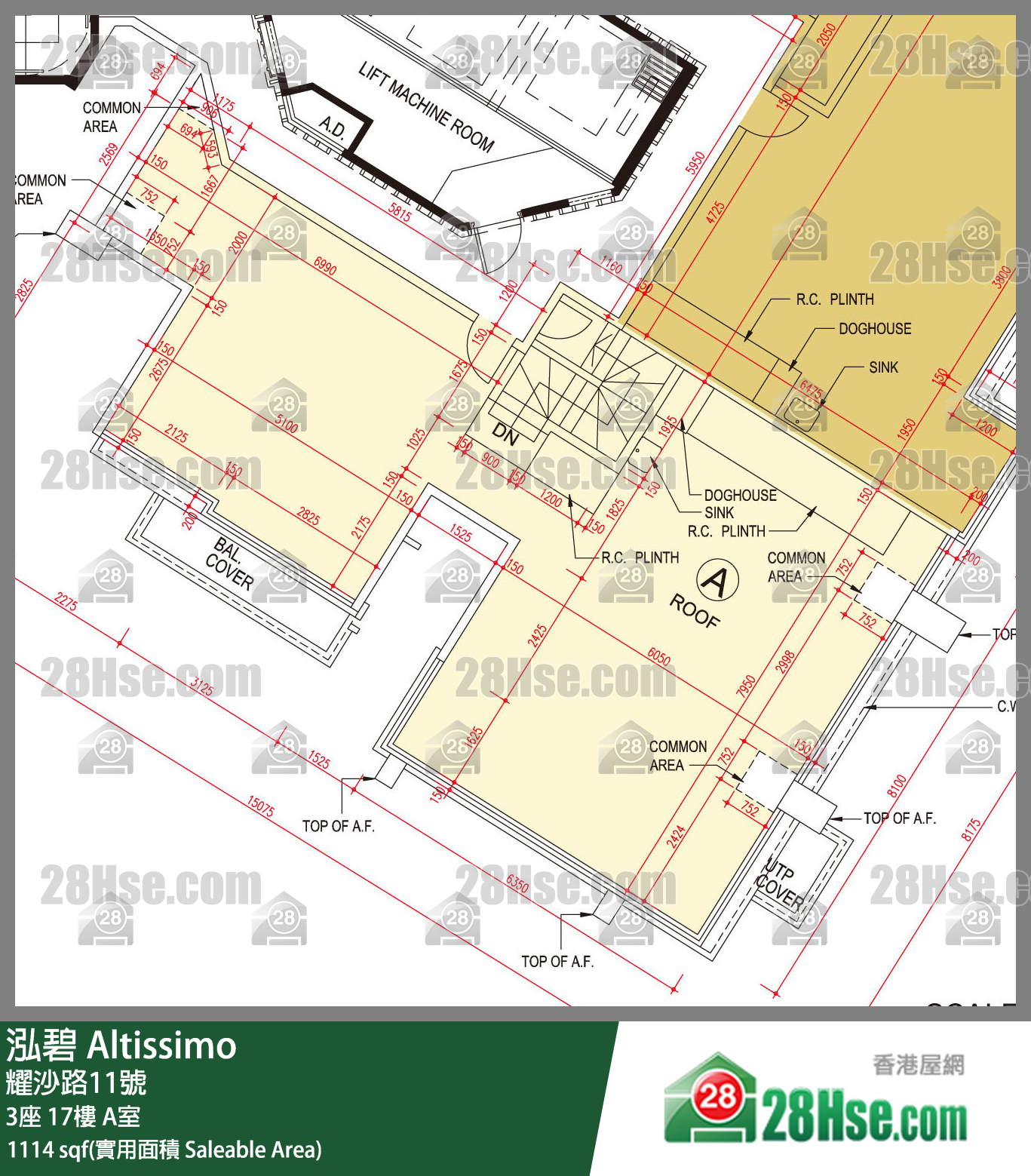 泓碧 大厦 3座 17楼 A室 平面图
