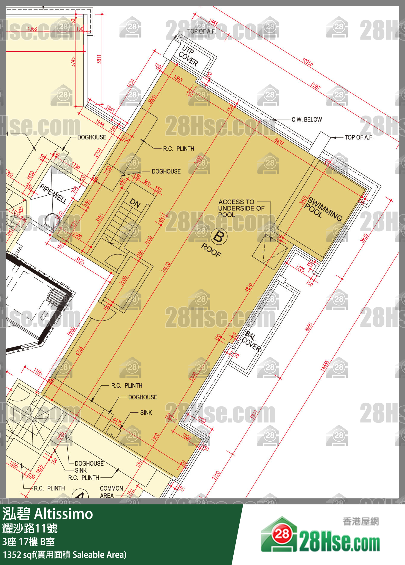 泓碧 大厦 3座 17楼 B室 平面图