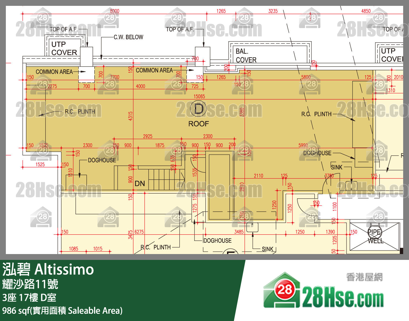 泓碧 大廈 3座 17樓 D室 平面圖