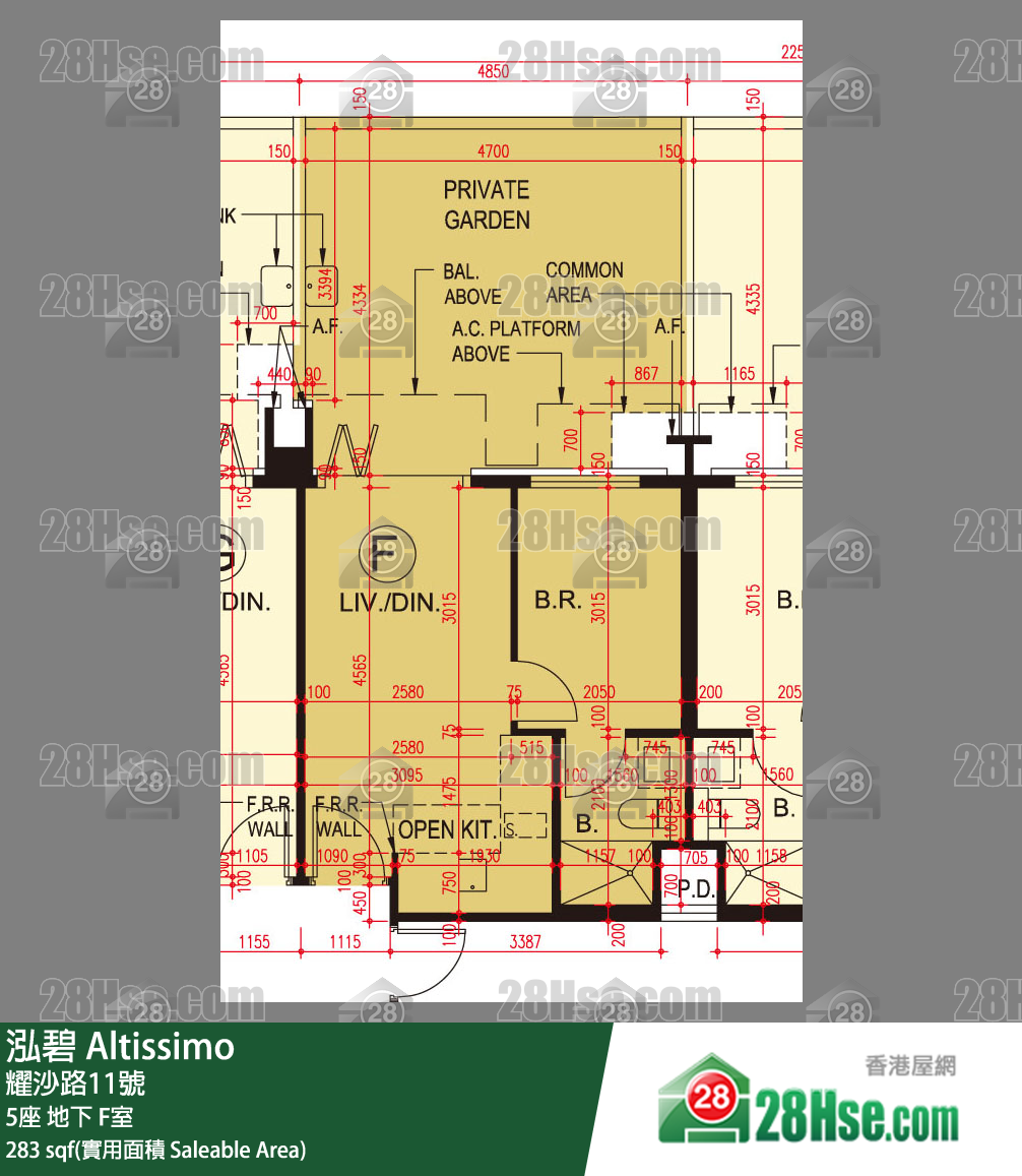 泓碧 大廈 5座 F室 平面圖