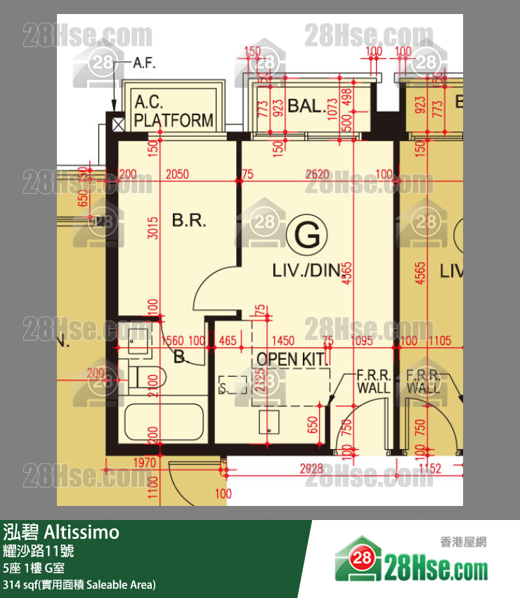 泓碧 大厦 5座 1楼 G室 平面图