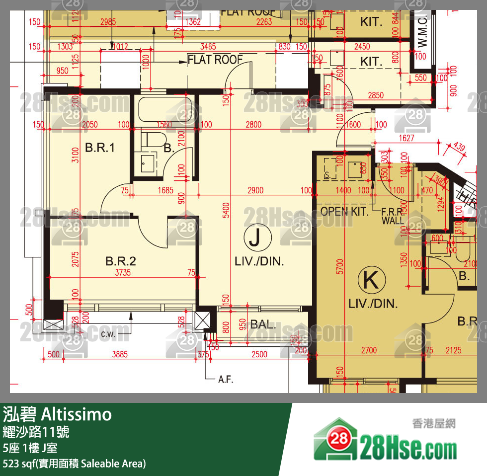 泓碧 大廈 5座 1樓 J室 平面圖